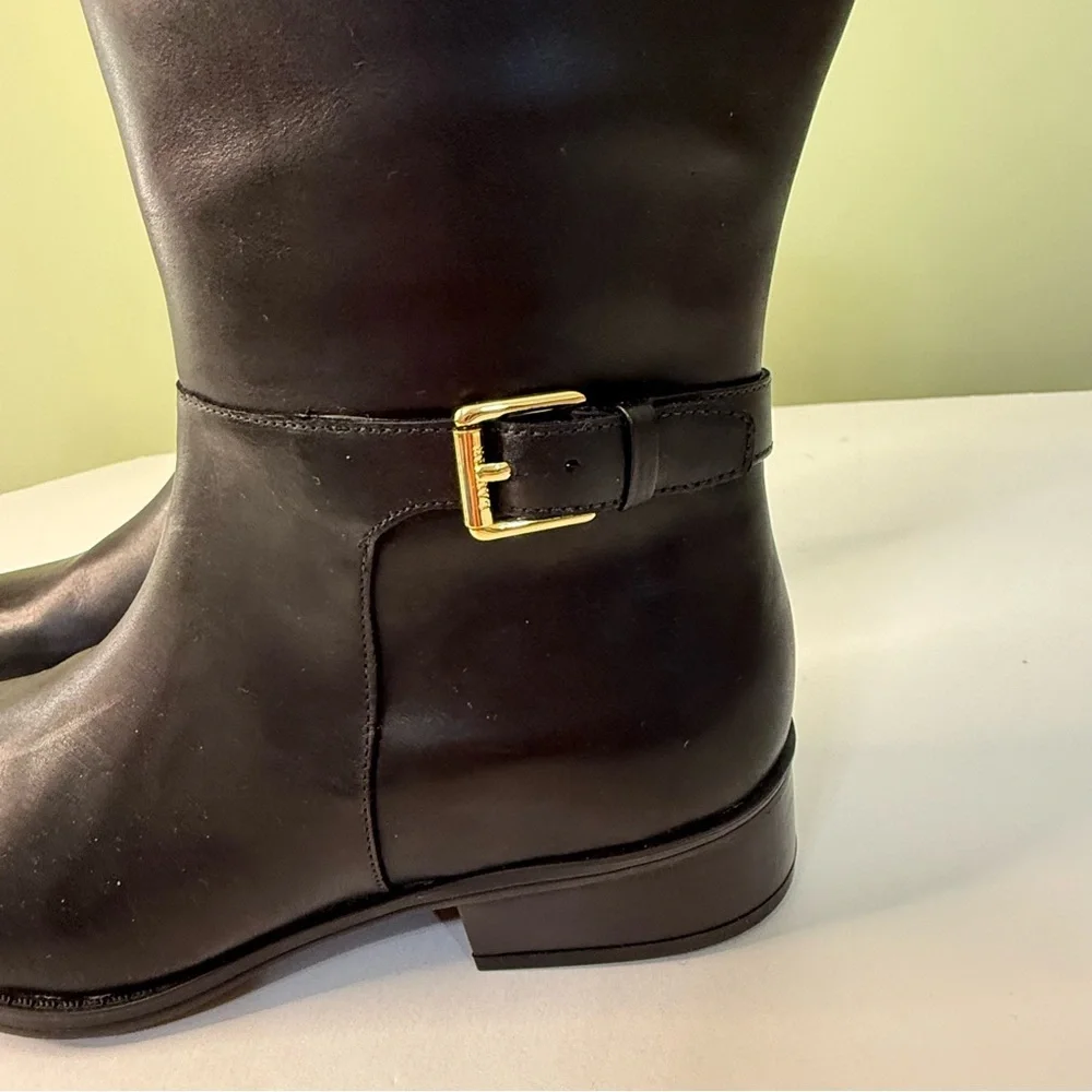 Like New Ralph Lauren Madisen leather riding boots moto woman 6B almond toe